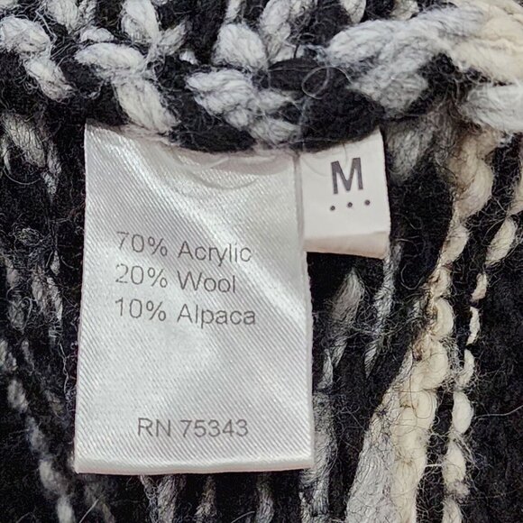 Cocogió Wool Alpaca Blend Knit Cardigan Sweater Size M Black White Made in Italy - Picture 8 of 12